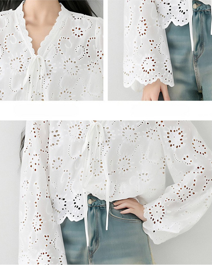 Elva Eyelet Flare Blouse