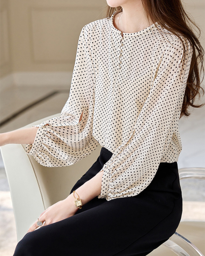 Elodie Light Dot Gather Blouse