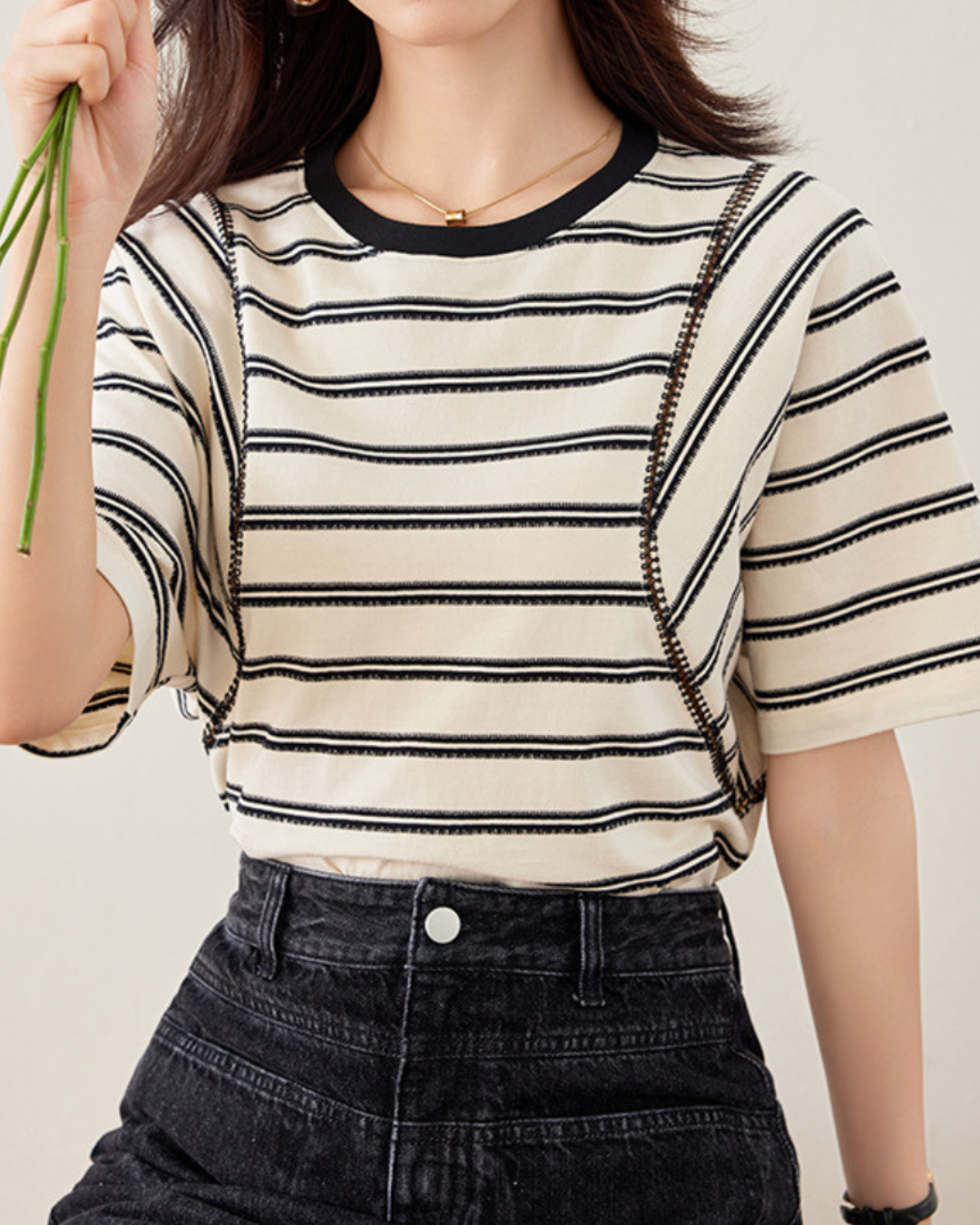 Nora Calm Stitch Stripe T-Shirt