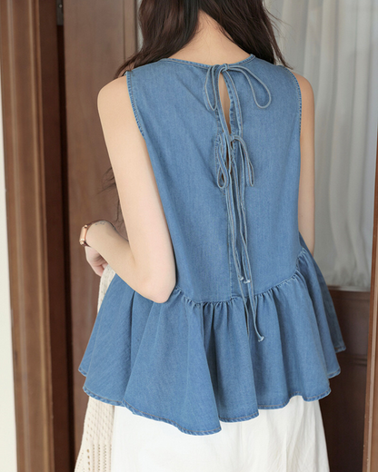 Lora Soft Tie Peplum Top