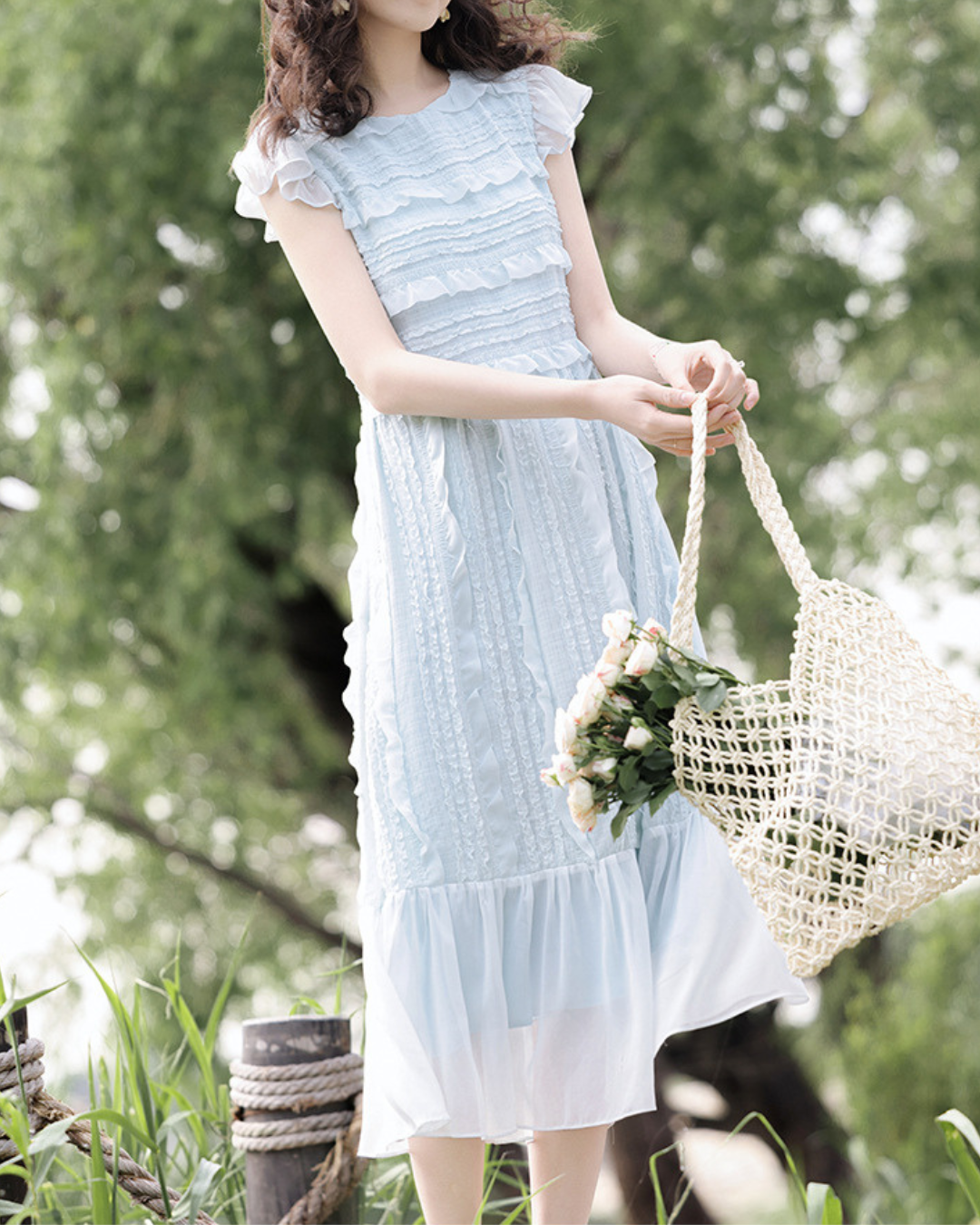Elowen Breeze Ruffle Midi Dress