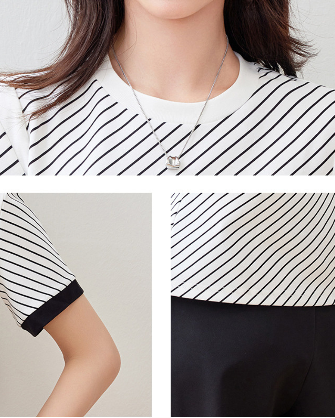 Lina Stripe Trim Cotton T-Shirt