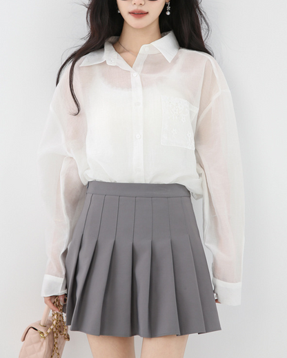 Lisse Sheer Bow Panel Shirt