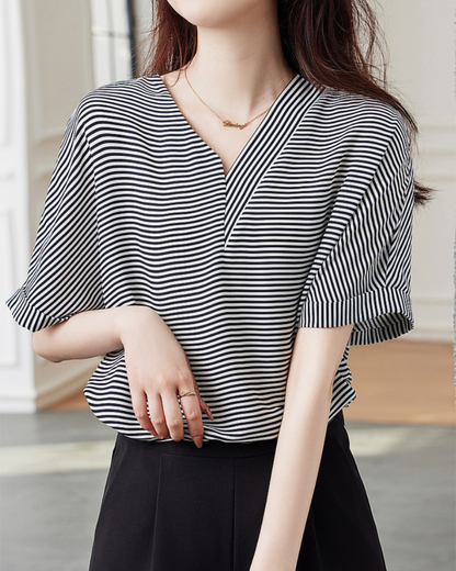 Isla Calm Stripe V-Neck T-Shirt