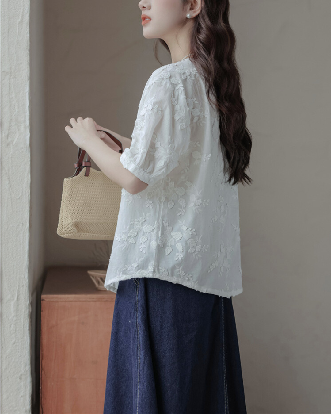 Lunea Bloom Silk Embroidery Blouse