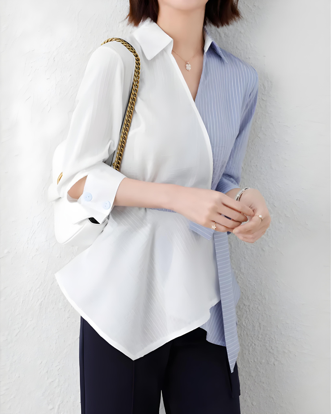 Elara Dual Tone Wrap Blouse