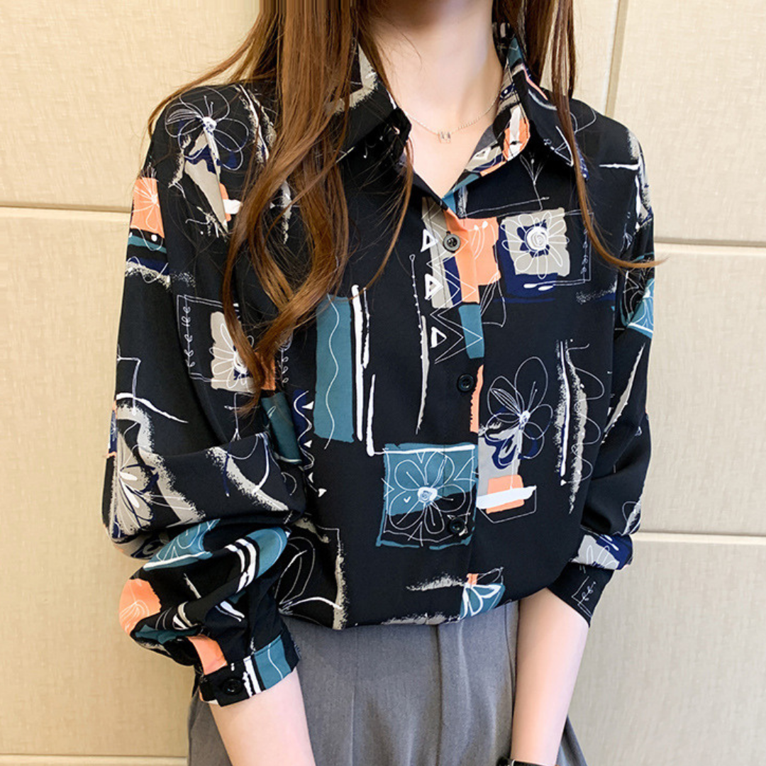 Mabel Print Vintage Chiffon Blouse