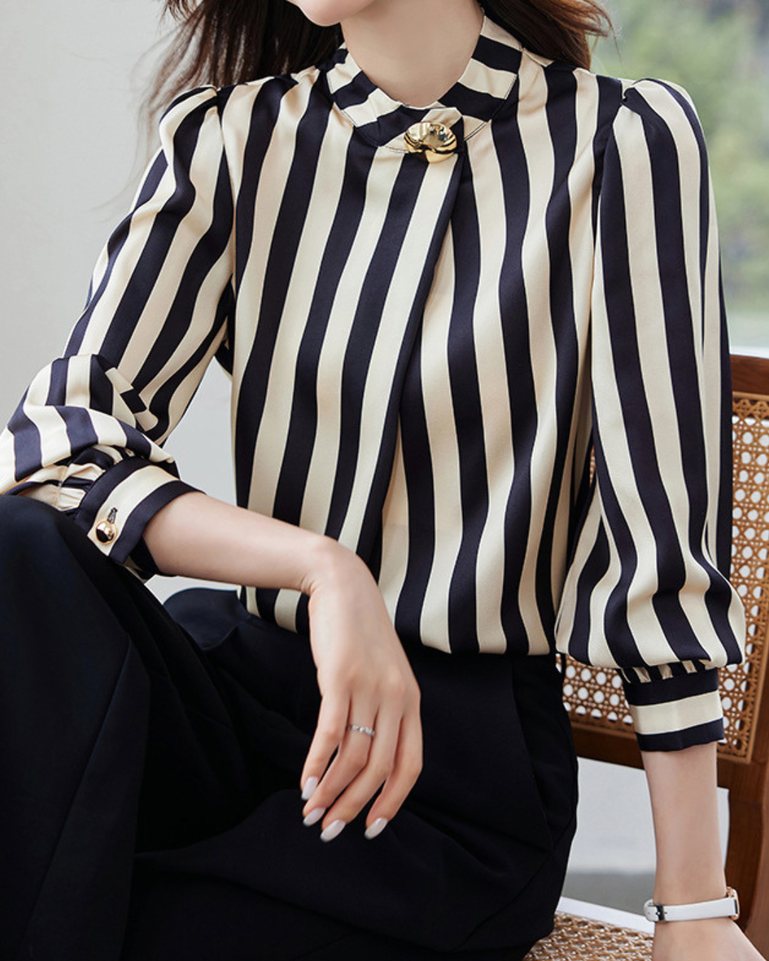 Clare Stripe Accent Blouse