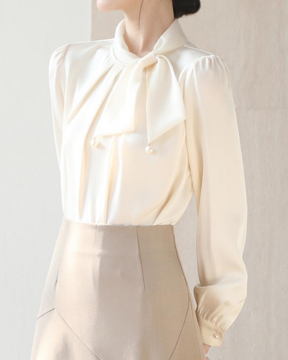 Blush Tie Pearl Blouse