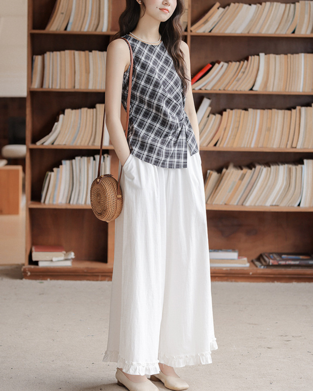 Maren Side Pleat Check Tank