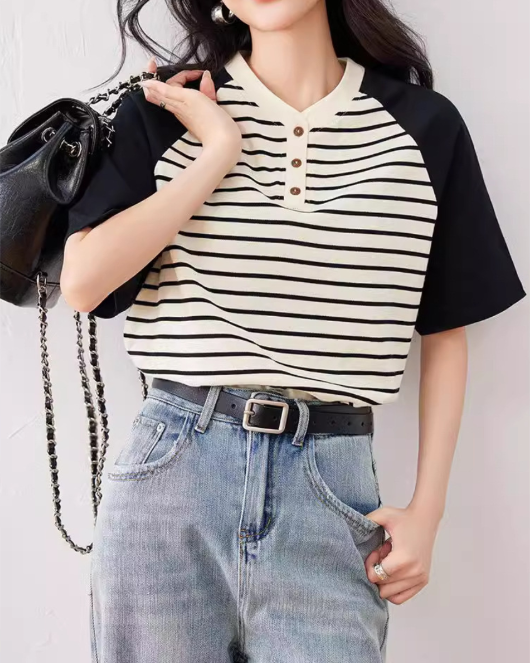 Nola Calm Stripe Contrast T-Shirt