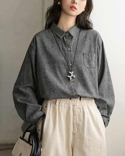 Nara Soft Stripe Button Shirt
