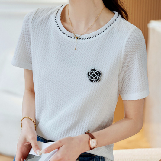 Clara Waffle Flower Knit T-Shirt