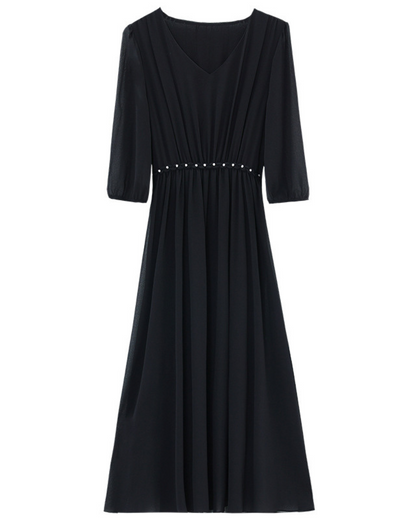 Arden Pearl Waist Chiffon Dress