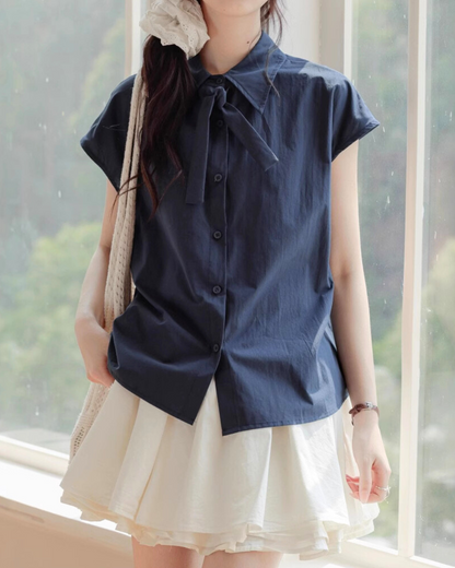 Rhea Soft Tie Collar Blouse