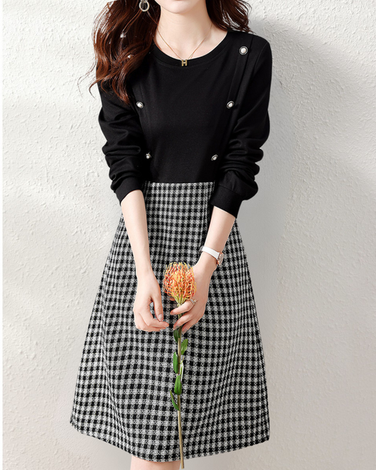 Noir Ease Check Knit Dress
