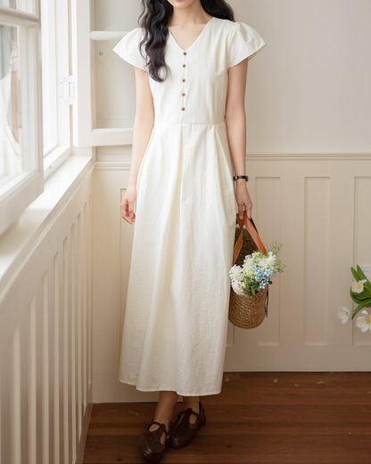 Clara Light Button Midi Dress