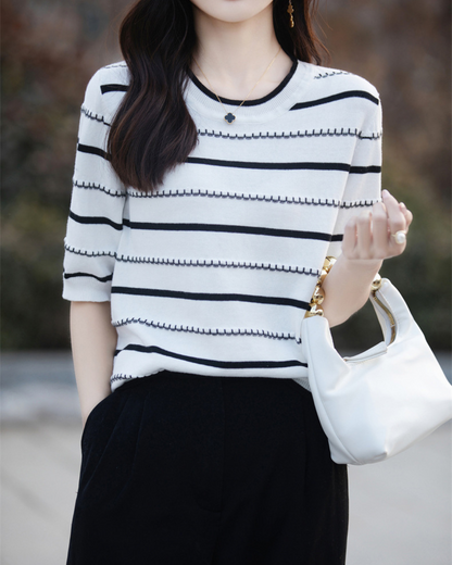Celine Stitch Stripe Knit Top