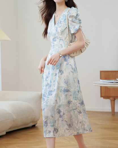 Amara Breeze Watercolor Midi Dress