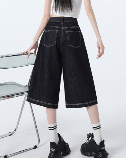 Isla Ease Wide Crop Denim