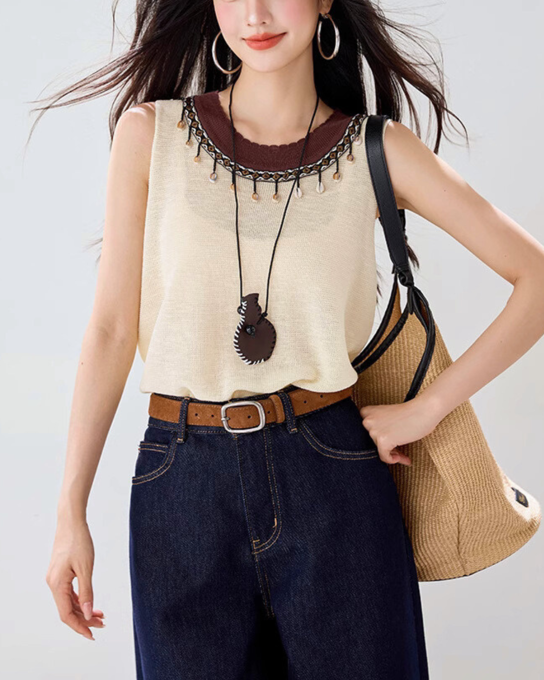 Mielle Bead Trim Knit Tank