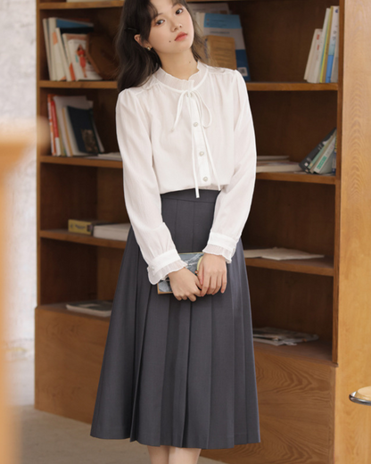 Elva Tie Neck Pearl Blouse