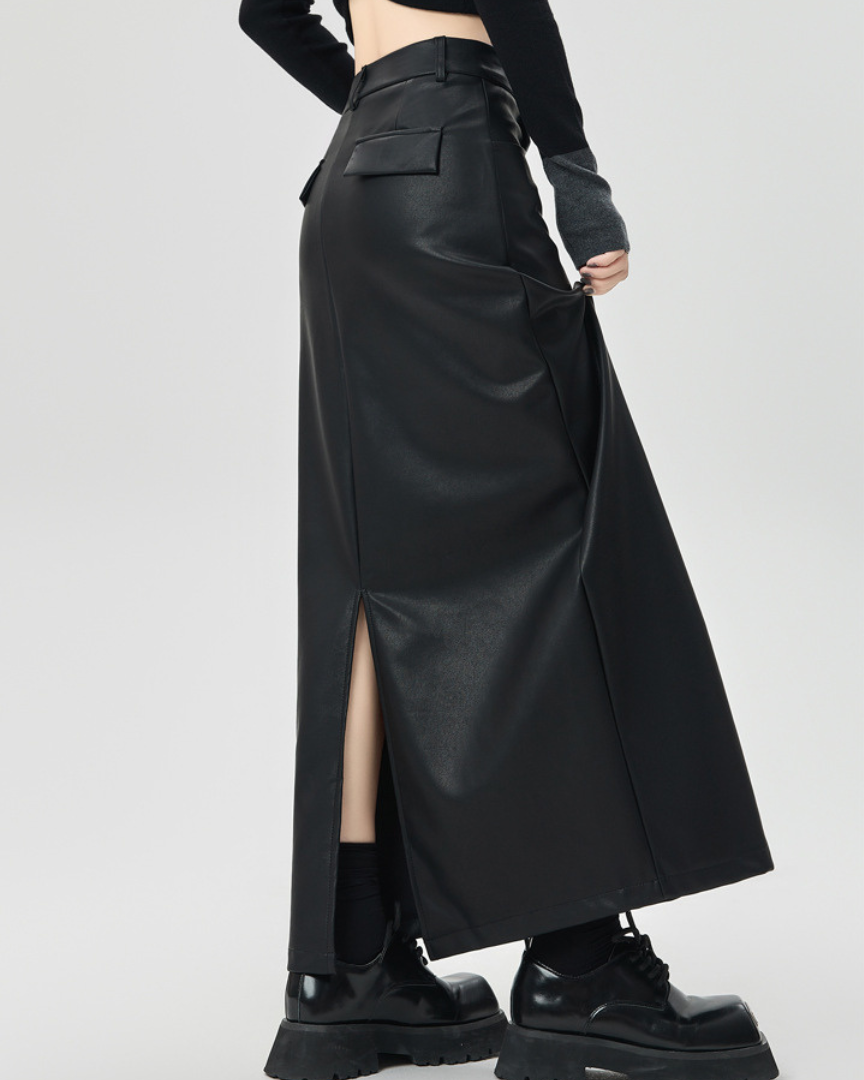 Elara Soft Line PU Leather Skirt