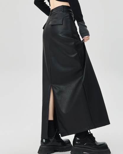 Elara Soft Line PU Leather Skirt