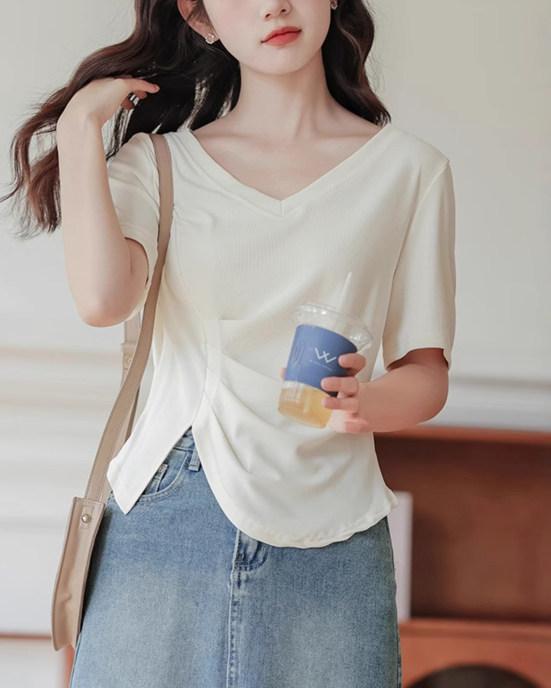 Eline Drape Side Slit T-Shirt