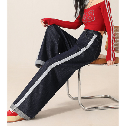 Freya Contrast Line Denim Trousers