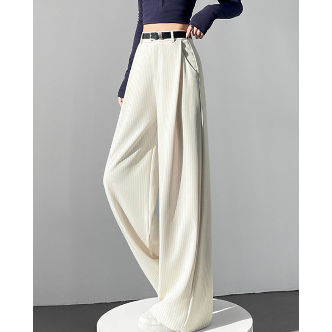 Amira Pinstripe Belted Trousers