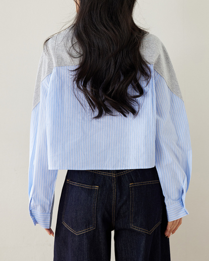Elva Contrast Panel Cropped Shirt