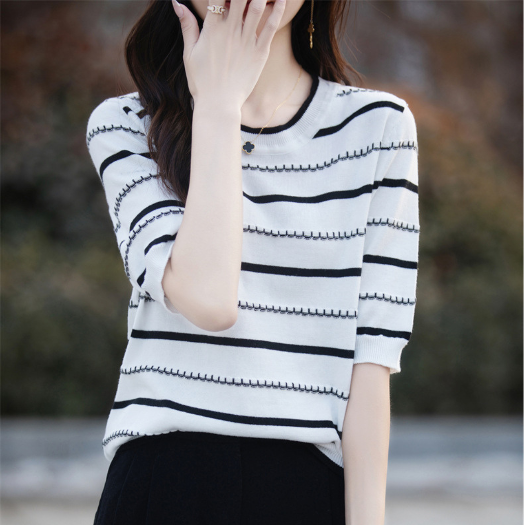 Celine Stitch Stripe Knit Top
