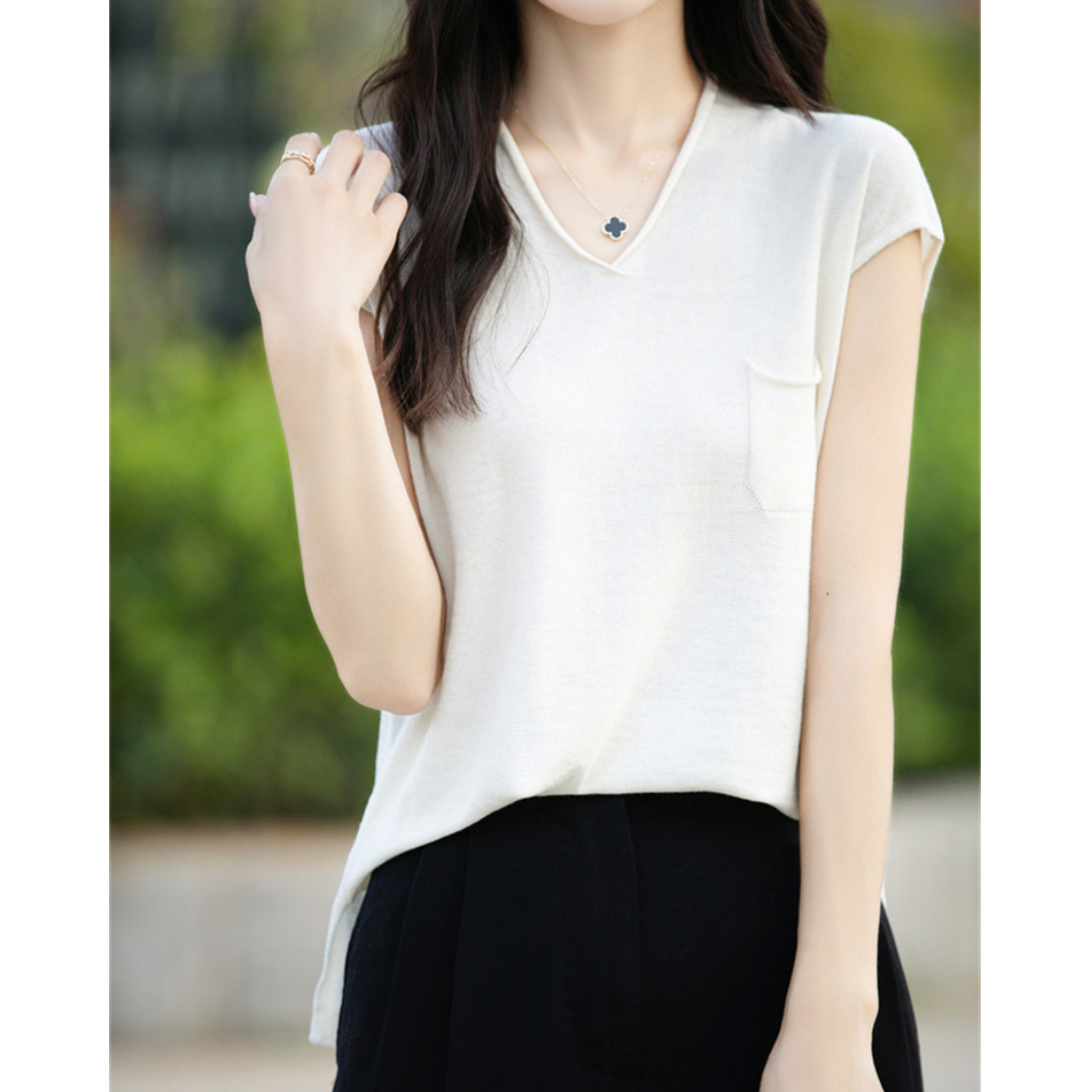 Mira Gentle V-Neck Pocket T-Shirt