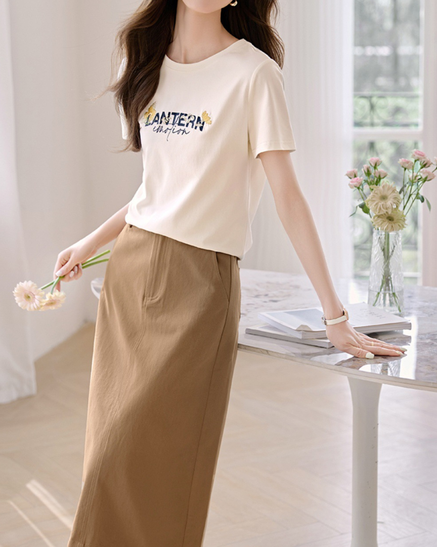 Luna Text Tee Midi Skirt Set