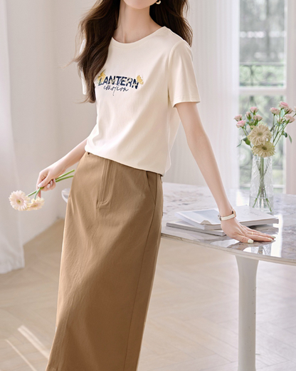 Luna Text Tee Midi Skirt Set