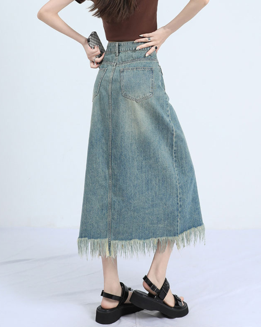 Dawn Fringe Pocket Denim Skirt