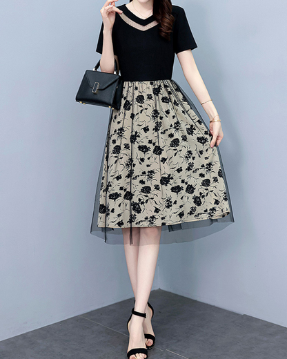 Mara Line Floral Mesh Dress