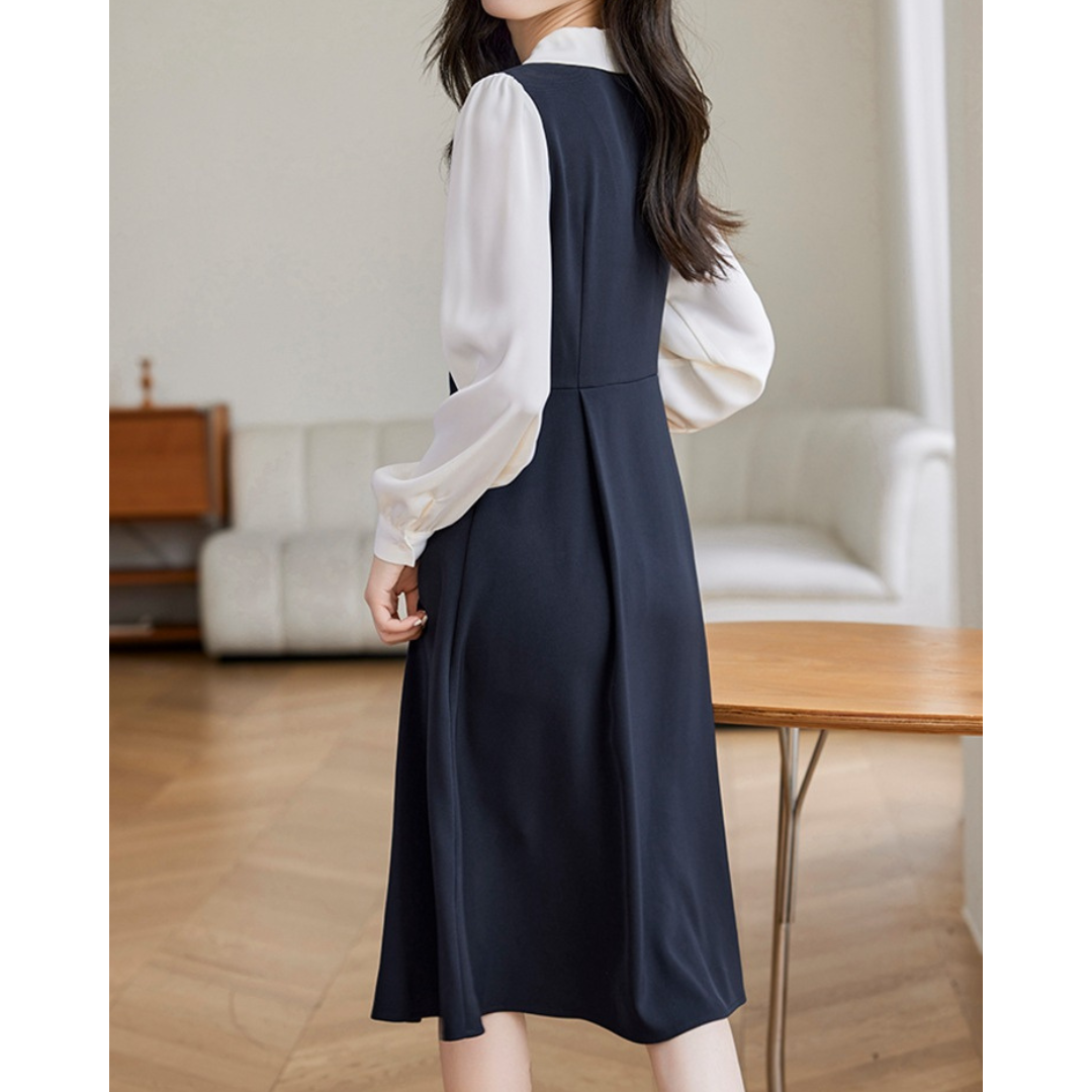 Mina Contrast Panel Midi Dress