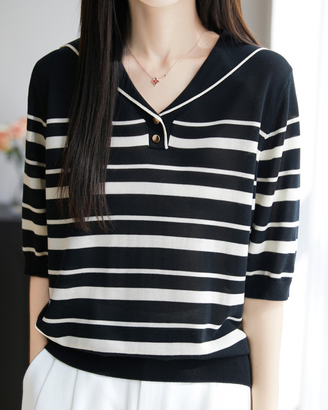 Lina Soft Stripe Knit Top