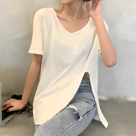 Elva Asym Side-Slit T-Shirt