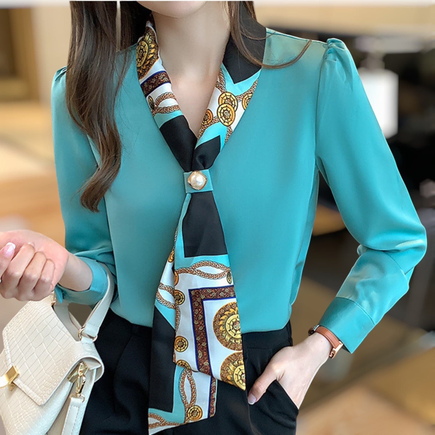 Isla Scarf Accent Blouse