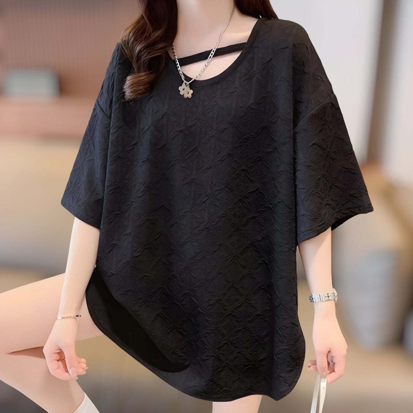 Liora Cross Texture T-Shirt