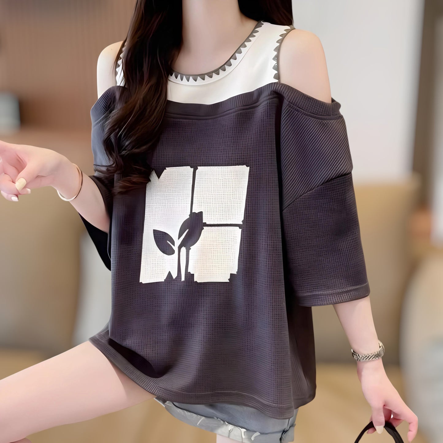 Wafflick Shoulder Short Sleeved T-Shirt