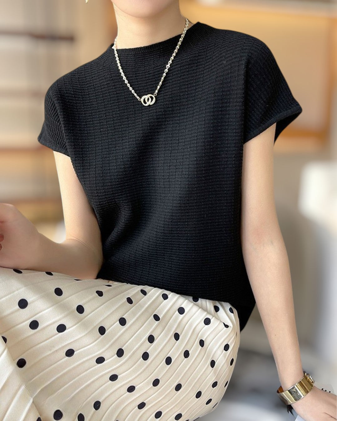 Lena Calm Ribbed Knit Tee