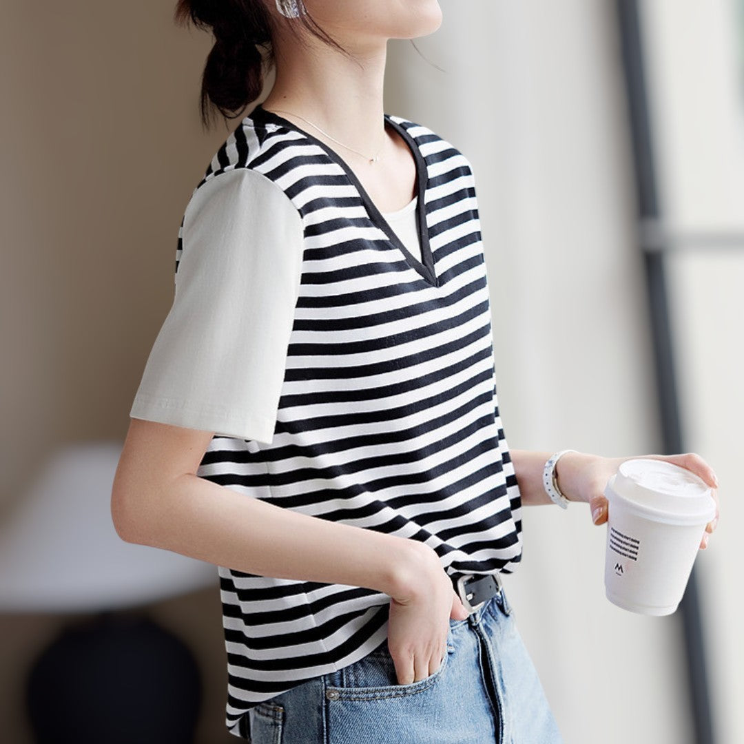 Arden Stripe Panel Layer T-Shirt