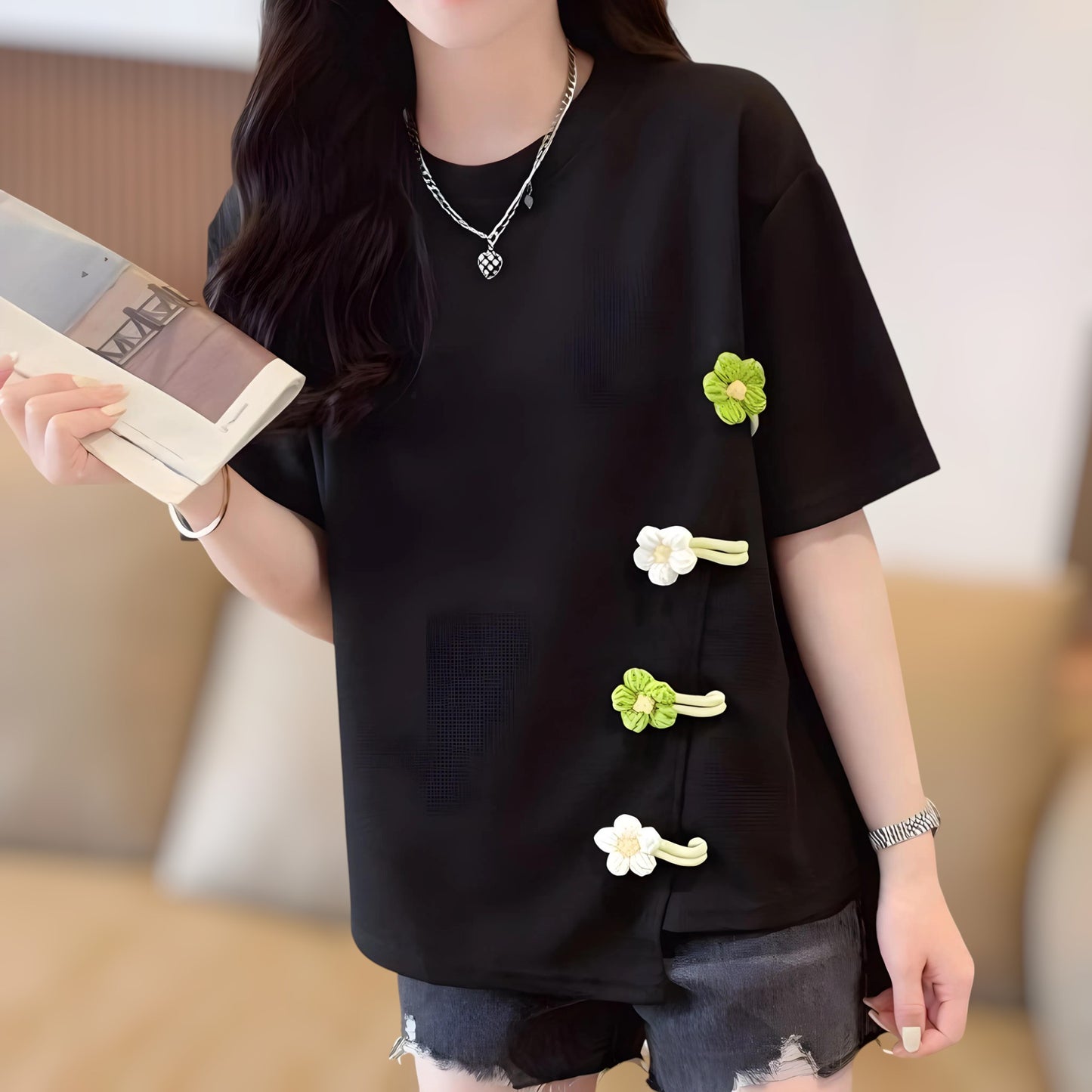Daisy Knot Side Waffle T-Shirt