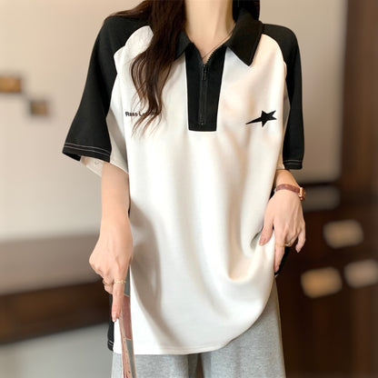 Lyra Contrast Zip Polo T-Shirt