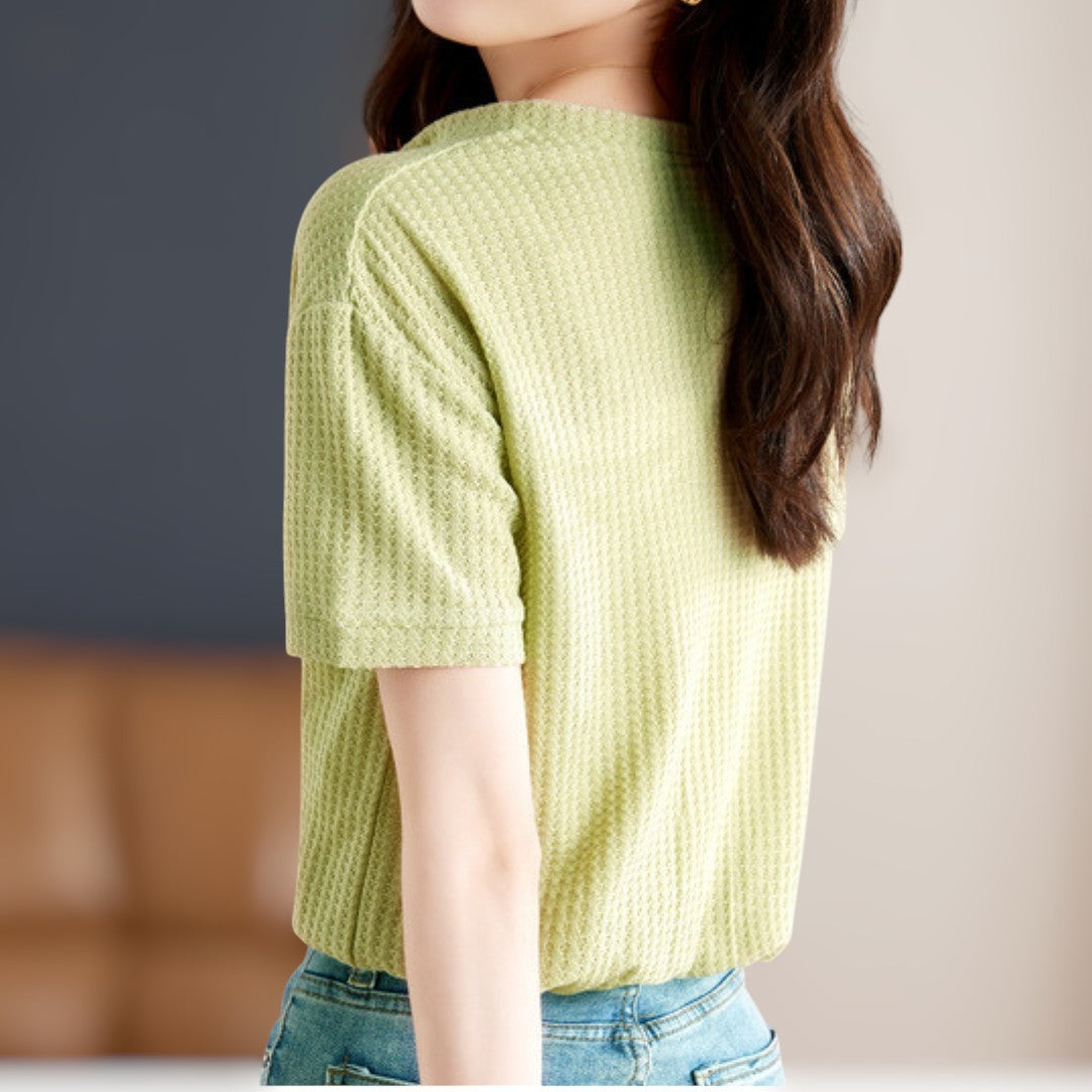 Cherry Light Slit Knit T-Shirt