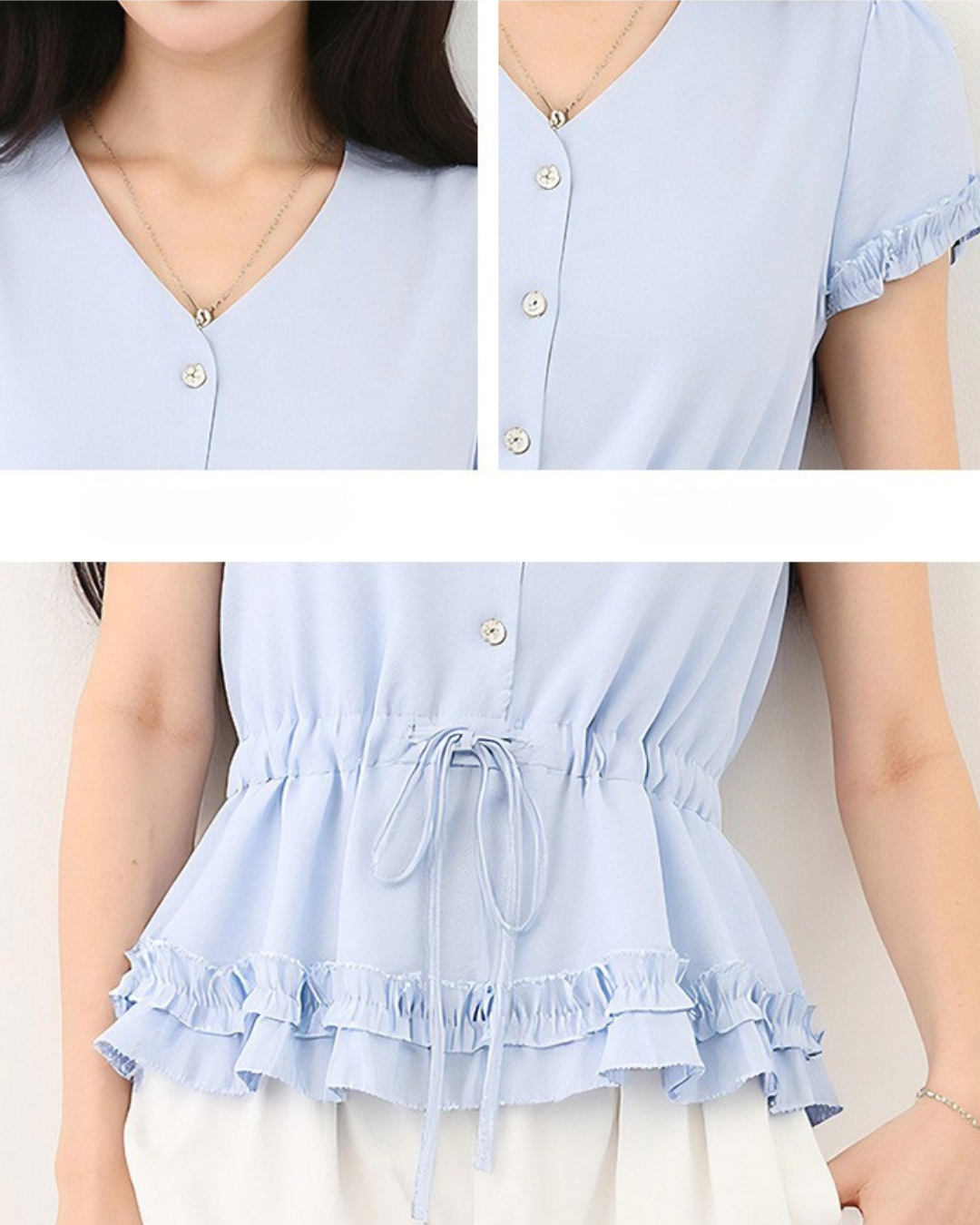 Lilin Soft Frill Peplum Blouse